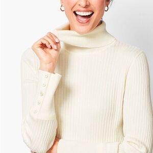NWT! TALBOTS BUTTON-CUFF RIBBED TURTLENECK SWEATER